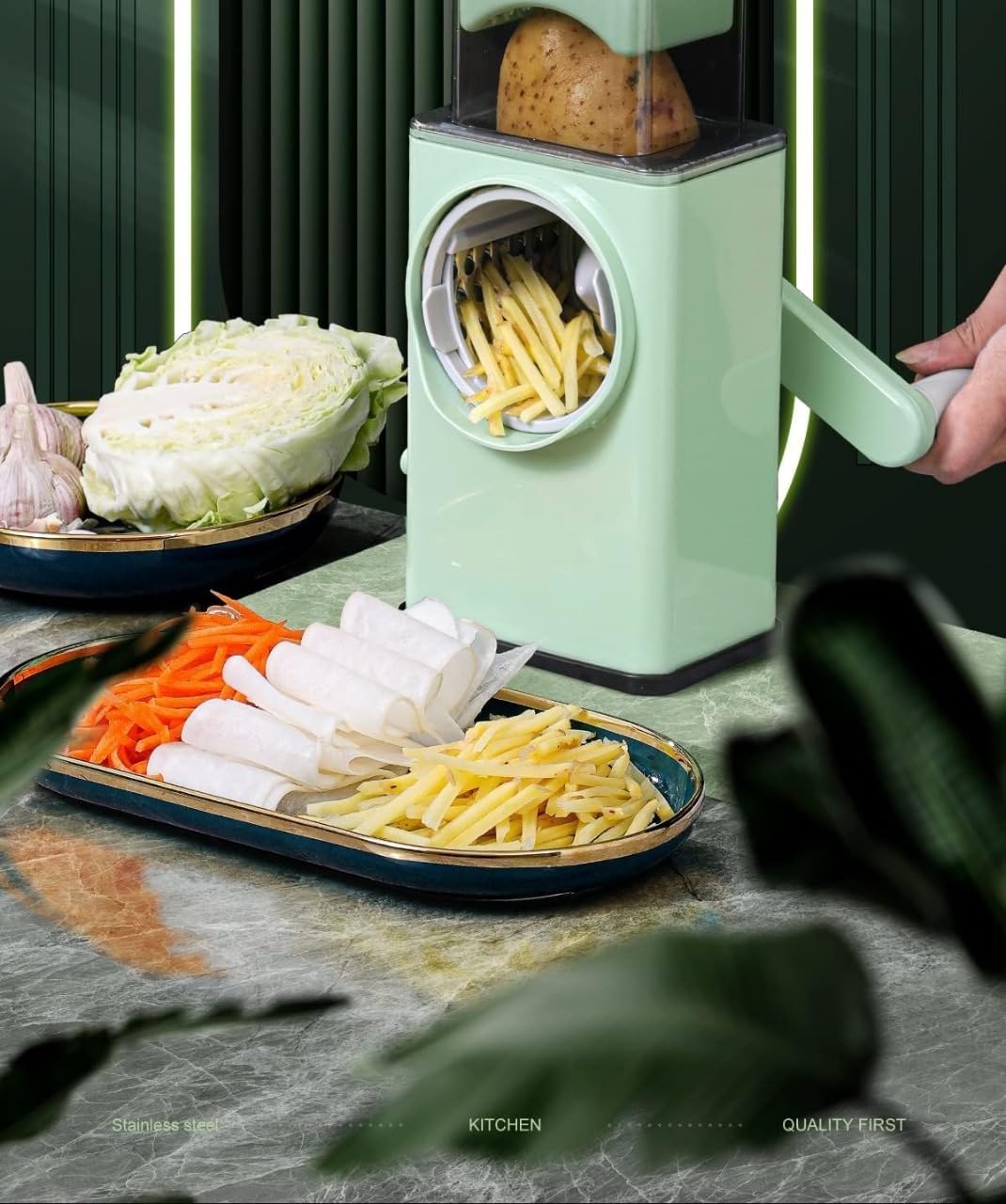 Stainless Steel Vegetable Chopper – 6-in-1 Multi-Blade Cutter
